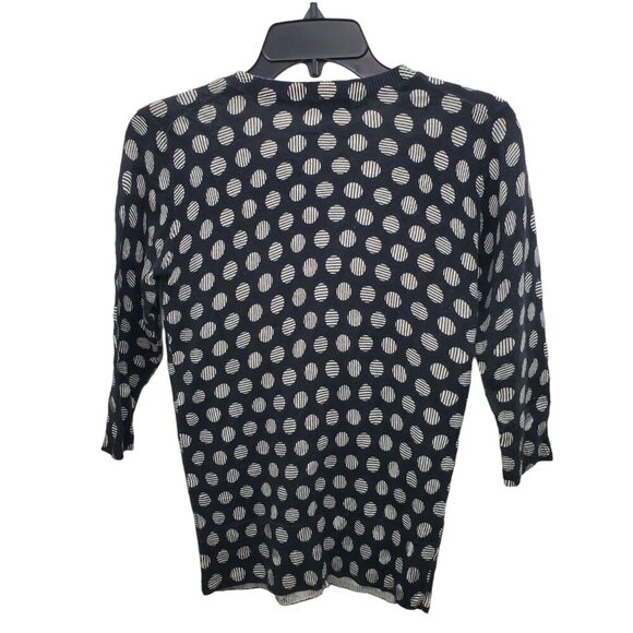 Merona Women's Y2K Black White Polka Dot Soft Knit 3/4 Button Up Cardigan Sz XS - Picture 6 of 6